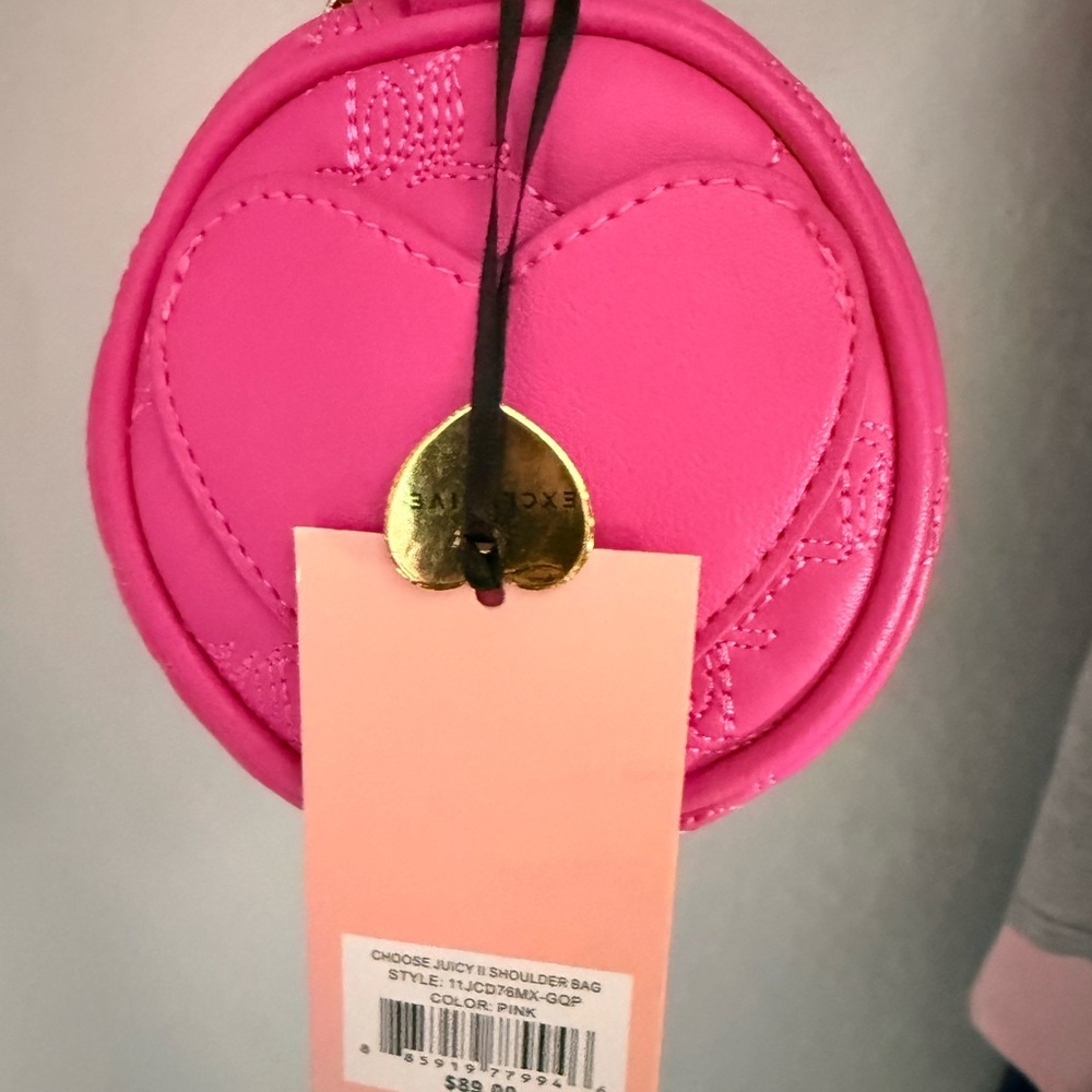 Juicy Couture Bright Fuchsia Quilted Heart Logo Shoulder Bag - Picture 4 of 7